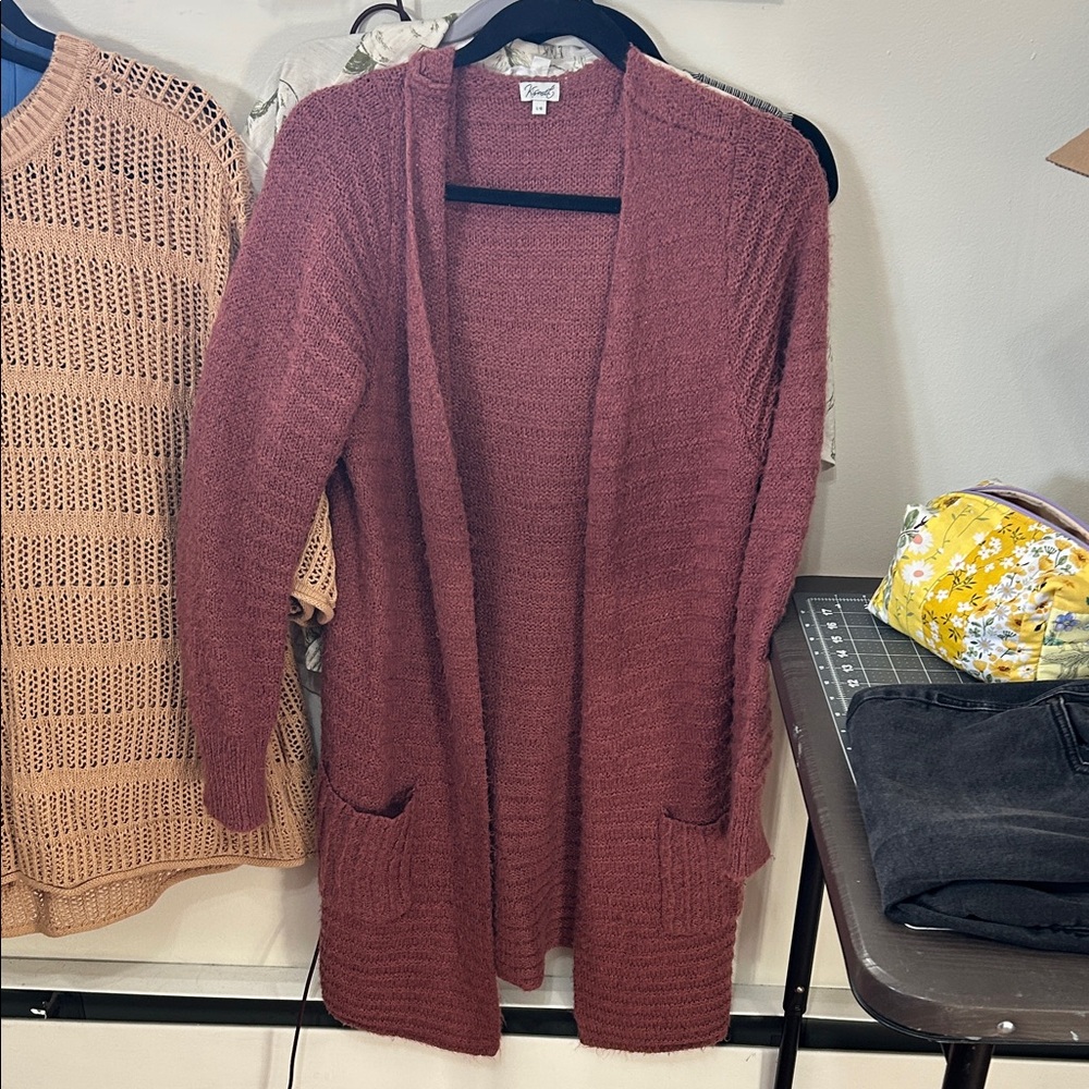 Women's Open Front Cardigan Sweater L